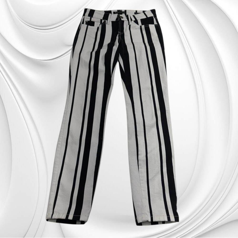 GUESS Women’s 23 Black White Striped BRITTNEY LEGGING Jeans